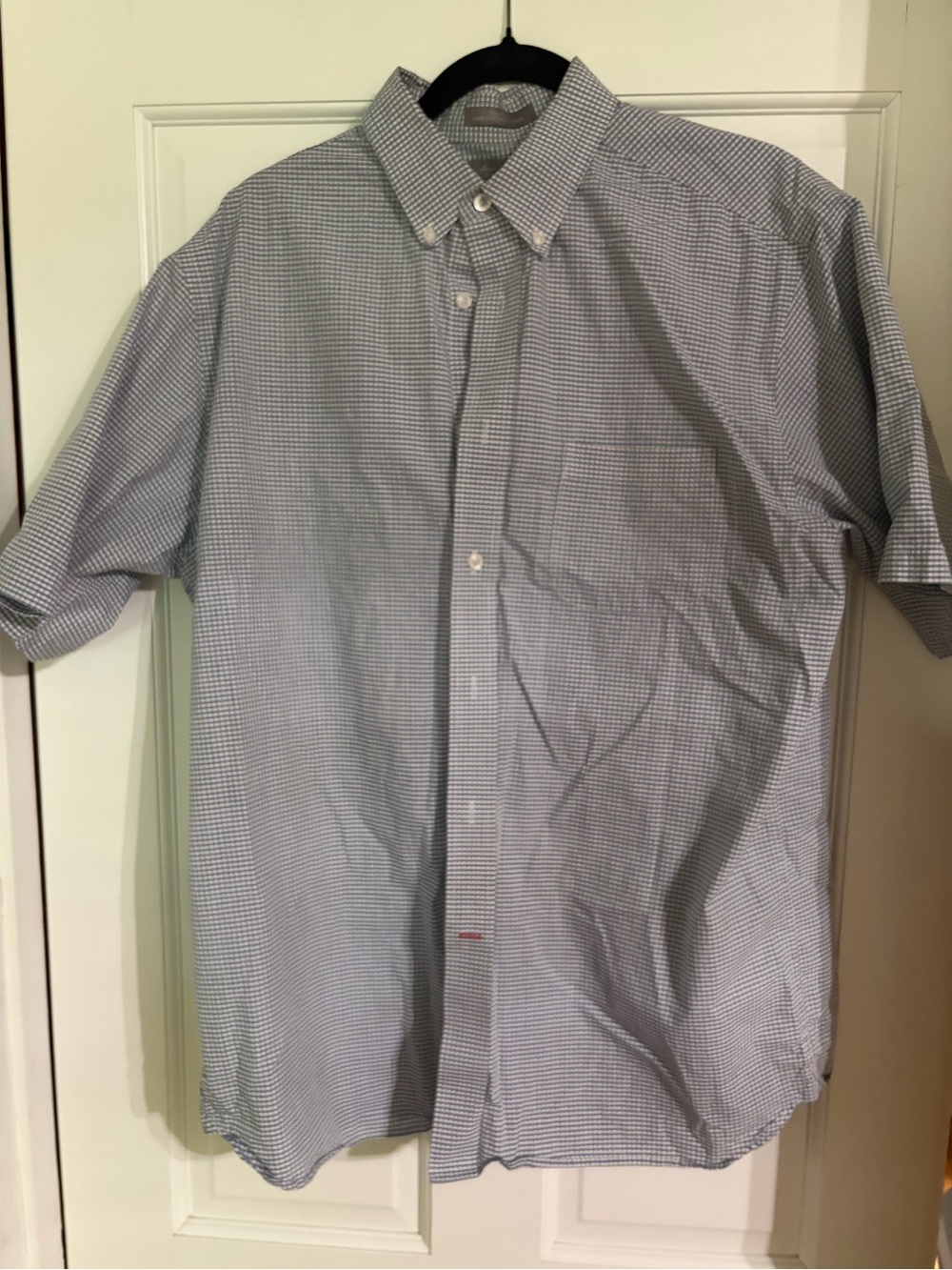 Daniel Cremieux Blue and White Micro-Check Short-Sleeve Button-Down Shirt